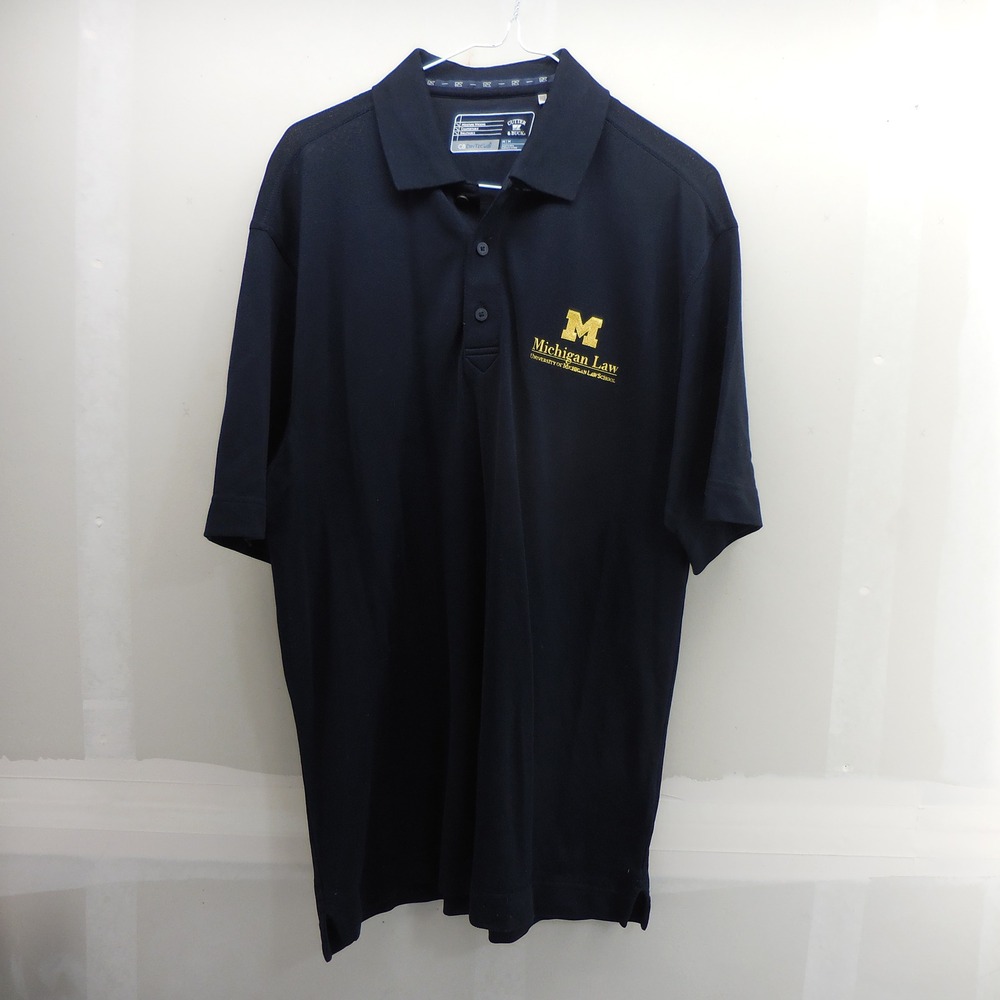 Cutter & Buck Michigan Law School Polo Shirt Mens Medium Navy Blue CB DryTec